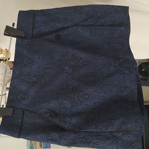 Bebe Royal Blue & Black Paisley Mini Skirt Size 4